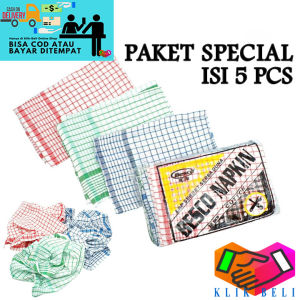 Klik-Beli PAKET SPECIAL 5 PCS Kain Lap Dapur / Serbet Kain Kotak-Kotak Serbaguna