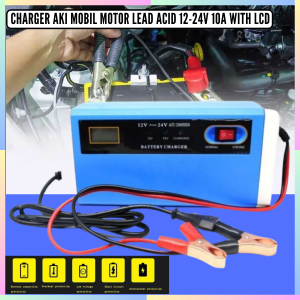 FAST DELIVERY Taffware Charger Aki Mobil Motor Otomatis Super Cepat Lead Acid 12-24V 10A with LCD