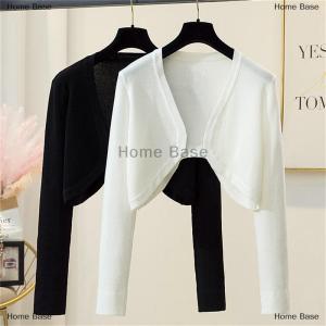 [COD] Home Base Women Shrugs Solid Elegant Breathable Leisure Cardigans Korean Style All-match Shawl Tops