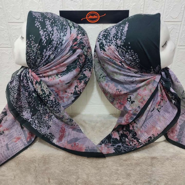 Kerudung segi4 Motif Terbaru button scarf series 3/Hijab segi4