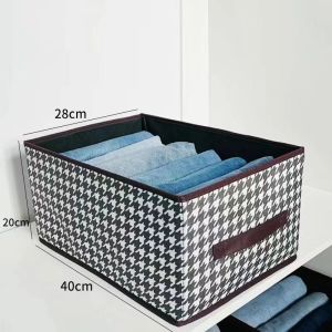 Houndstooth compartment with cover clothes underwear storage box wardrobe large storage box thick wear-resistant washable foldable storage box