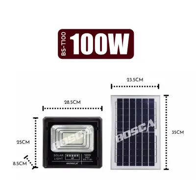 BOSCA Solar light BS-T Series 30W/50W/100W/200W/300W Solar Led Outdoor Flood Light IP67 Waterproof With Remote COD