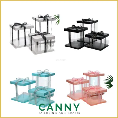 HANTARAN BOX / KOTAK HANTARAN / TRANSPARENT CAKE BOX 1 TIER / 2 TIER / 3 TIER FOR GIFT / BOX TRANSPARENT UNTUK KEK