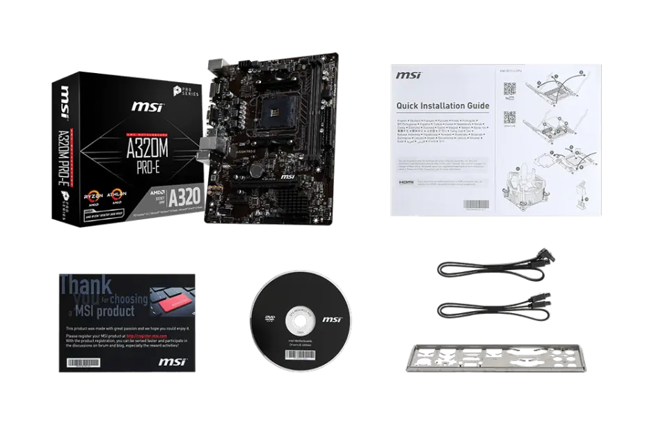AMD RYZEN 3200G MSI A320M PRO-E Motherboard Bundle 4-Core
