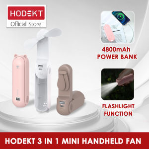HODEKT 3 in 1 Portable Mini Fan 4800mAh Hand USB Cooling Foldable Whisper Quiet Led Light Handheld Fans