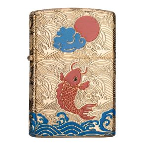 Hộp Quẹt Bật Lửa Xăng Đá Họa Tiết Cá Chép Đẹp Độc Lạ sang trọng Zorro Z92035B (KHÔNG CHỨA XĂNG GAS)