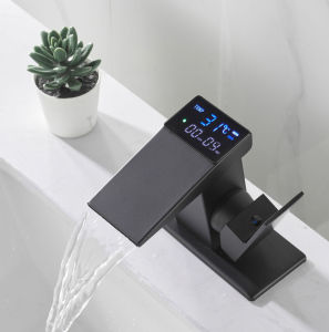 Luxury High Tech Digital Display Faucet ℉℃ Bathroom Basin Temperature Sensor Faucet Kitchen Sink Mixer Tap Vanity Waterfall Tap