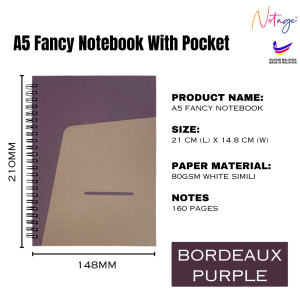 A5/ B6 Fancy Notebook 160 Pages Ruled Notebook with Pocket Plain Sketchbook Personal Journal Book BukuNota Latihan Student