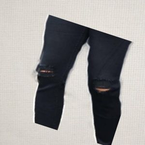 Celana Panjang Jeans Bergaya Sobek Ripped warna Hitam Black Denim