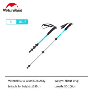 Naturehike Qingxue Base/ST01 Aluminum Alloy Trekking Pole 100cm 120cm 135cm External Lock Hiking Pole Walking Stick 3 Section Alpenstock for Men Women Children NH17D001-Z