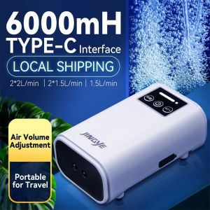 HEALMEYOU 1.5/3/3.5W Fish Tank Air Pump USB Rechargeable Low Noise Aquarium Oxygen Pump Portable Lithium Battery Dual-Purpose Air Pump For Outdoor Fishing/Aquarium