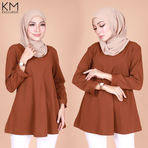 KM Muslimah KM Madison Front Zip Nursing Friendly Ready Stock Malaysia Women Modern Blouse Baju Wanita [B32994]