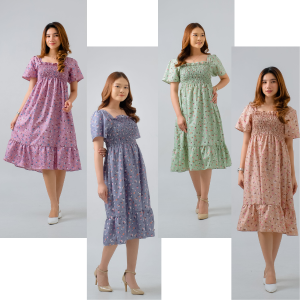 Dress daster fuji remaja korean style wanita terbaru lengan pendek