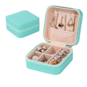 ALENADAY - Kotak Penyimpanan Perhiasan Anting Cincin Kalung Travel Jewelry Box Dengan Resleting TK02