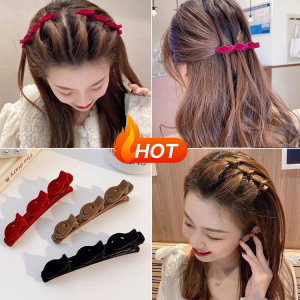 Black hairpin broken duckbill clip flocked braided hairpin