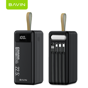 BAVIN PC053 22.5W 60000mAh Fast Charging Powerbank Heavy Duty w/ Flashlight & Built-in Cables Compatible for iPhone 16