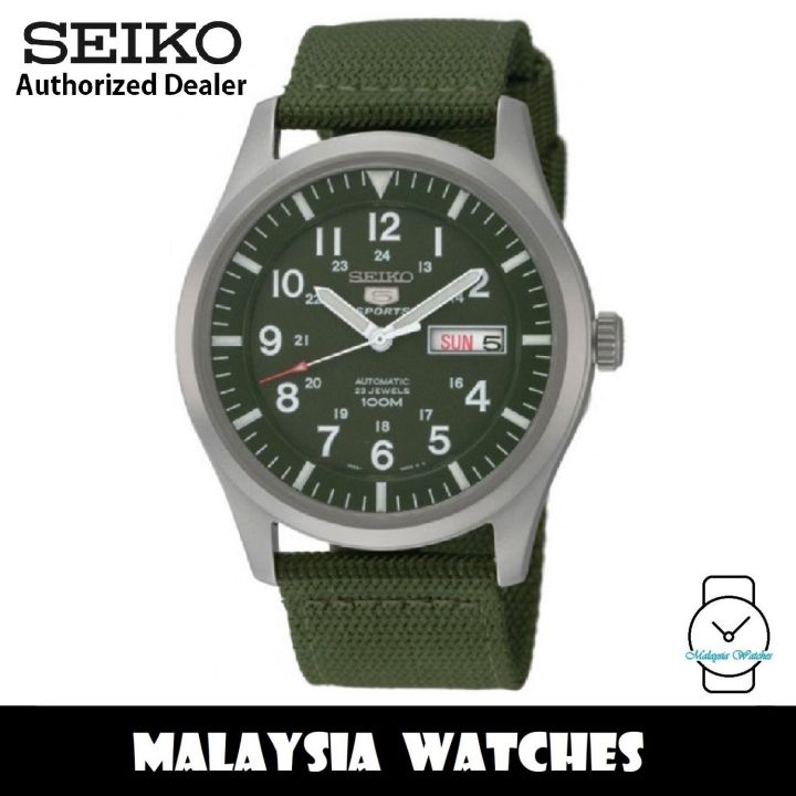Seiko Sports SNZG09K1 Automatic Military Green Nylon Strap Watch