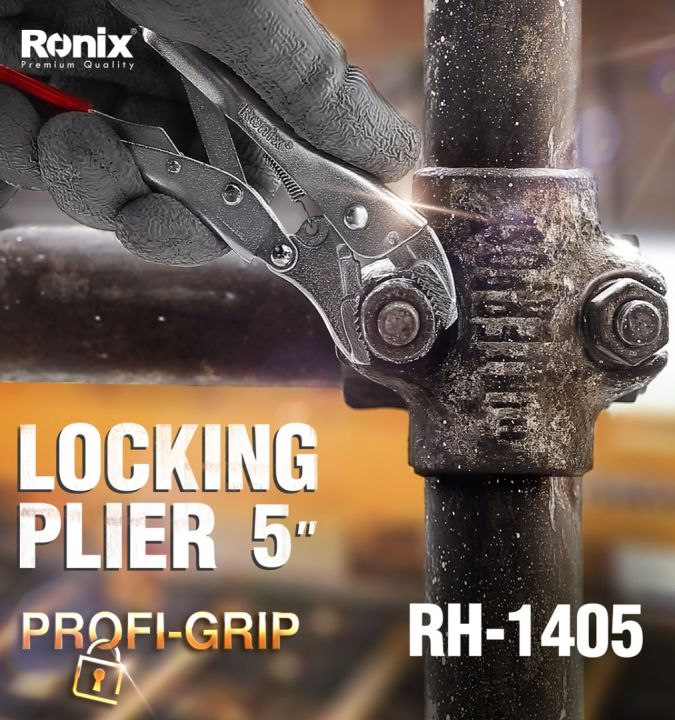 Ronix in Stock Rh-1405~Rh-1420 Hand Tools Non-Slip Handle Straight Jaw 5′′ 7′′ 10′′ Locking Plier