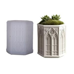 Detailed Church Window Cup Silicone Mold For Handmade Planters And Home Decoration Creative Projects