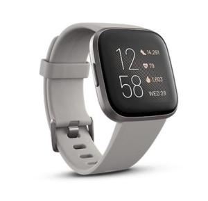 Original Fitbit Versa 2 Health and Fitness Smartwatch with Heart Rate Music Alexa Built-In Sleep Monitor Stone/Mist Grey One Size (S and L Bands Included) PACKAGE SEALED