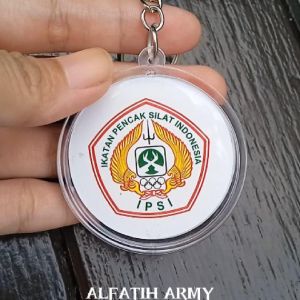 Gantungan Kunci IPSI Army Serat Alami Motif Tradisional dengan Ring Stainless Warna Wijun