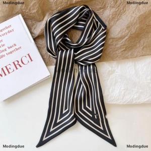 [COD] Modingdue Headband Wraps Female Neckerchief Stripe French Korean Style Small Long Scarf Hair Accessories Bag Decor