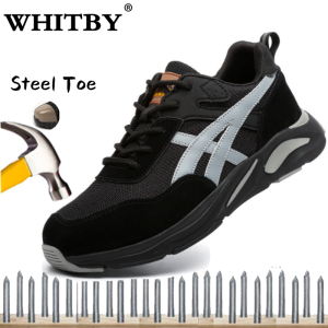 WHITBY（COD 3 Days Delivery）Men Safety Shoes Steel Toe Cap Anti-smashing Anti-piercing Breathable Lightweigh Safety Boots Men Women