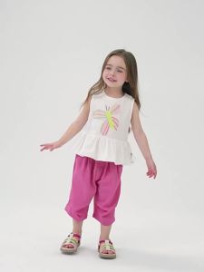 [ Solona Skin-Friendly Set ]Amila Childrens Clothing 2025 New Summer Girls Butterfly Sleeveless Two-Piece Set