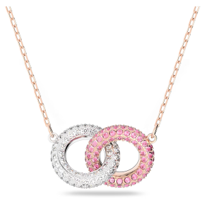 💖Swarovski💖Interwoven round pink diamond diamond pendant necklace S925 sterling silver womens fashion necklace hypoallergenic non-allergenic Valentines Day gift birthday gift for girlfriend bestie