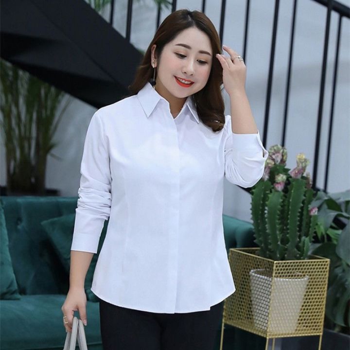 Ready stock plus size blouse 2023 new summer Korean Fashion white