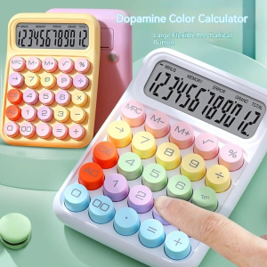 JP-Ins Korean Colorful Calculator 12 Digits Large Display Mechanical Dot Keyboard Desktop Calculator