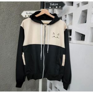 ZIPER CAT SWEATER HOODIE JUMPER WANITA BUTIK FASHION