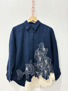 Kemeja Linen Bloom / Kemeja Linen Bunga Premium