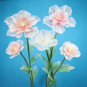 SPORTS XU ผ้ากอซยักษ์ ดอกพีชประดิษฐ์ กลีบปุย3D 30/40/50ซม. เส้นด้ายดอกไม้ อุปกรณ์ประกอบฉากการยิง หัวดอกไม้ขนาดใหญ่ ตกแต่งสวนในบ้าน