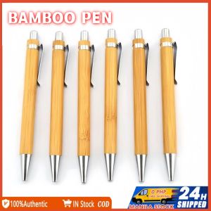 Bamboo Wooden Ballpoint Pen 1.0mm Bullet Tip Black Ink Signature Ball Pen School Supplies Gift Wholesale Notebook Spring School Supplies
