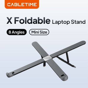 CABLETIME Laptop Stand X Foldable 8 Adjustable Angles Mini Size Anti-Wobble Support for 10 to 17.3 Inch Laptops Macbook IPAD2026