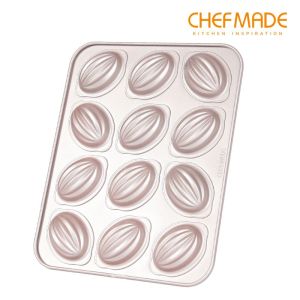 CHEFMADE 12 Cups Non-stick Rugby Oval Cake Mold Pan Baking Carbon Steel Material Bread Pudding Baking Tray oven household WK9829