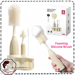 Baby Bottle Brush Set Silicone with Liquid Storage Handle Milk Bottle Cleaning Tool Berus Bottol