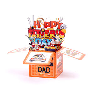 Father‘s Day 3D Greeting Card Pop Up Card Foldable Standing Decoration Dad Husband Father Gift New Design Creative Happy Father’s Day Card