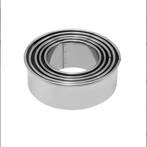 EFFIEO 5Pcs Round Biscuit Mold Set Stainless Steel Graduated Sizes Baking Mould Scone Cutters Non-Rust Pastry Baking Circle Ring Baking