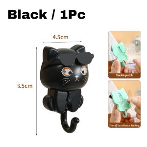 Cat Hooks Wall Hooks Cute Cat Key Hook With Sunglasses Adhesive Coat Hooks Key Holder For Wall Decoration可爱猫咪带墨镜卡通挂钩