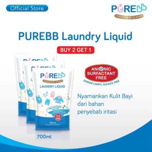 Pure BB Laundry Liquid 700ml REFILL / BUY 2 GET 1 / SINGLE PACK / DETERGENT / SABUN CUCI anti paraben tanpa sls / deterjen cair liquid / sabun cuci pakaian bayi / hypoallergenic / aman kulit sensitif