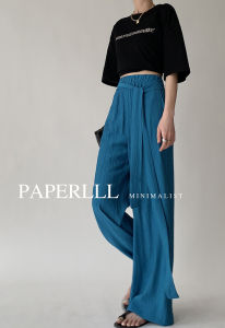 Alisa.Sonya Women Wide Leg Pants Plus Size Cooling Feel Korean Style Elastic High Waist Loose Straight Full Length Casual Pants