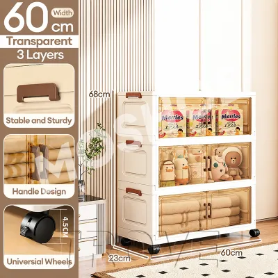 MOSHOE Foldable Storage Cabinet with Wheels Thickened Heavy Duty Space Saving Wardrobe Organizer for Bedroom & Living Room