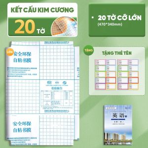 Decal Bọc Sách Vở Trong Suốt Tự Dính Chống Nước 3 Size Kèm Nhãn Tên Dễ Dán Cho Học Sinh