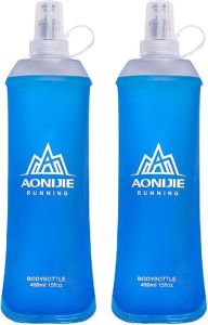 Azarxis Handheld Water Bottle and Phone Case for Running/Walking Quick Grip Handheld Soft Flask 17oz with Hand Strap Hydration Pack for Runners and Athletes (Black)