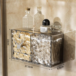 H Wallmounted transparent cotton makeup storage box