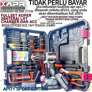 APR JAPAN AP17+ Rajanya  brushless mesin bor baterai drill impact keyless chuck auto lock