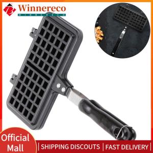 【winnereco】Rectangle Camping Waffle Maker Pan Stove Top Waffle Maker Pan Waffle Maker Machine Cast Aluminum Waffle for Stovetop
