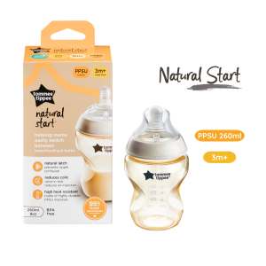 Bình Sữa PPSU Ty Siêu Mềm Tự Nhiên Tommee Tippee Natural Start 260ml Núm Ty Của Bình 3-6 Tháng